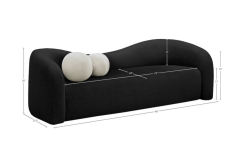 Black Curved sofa with dimensions
